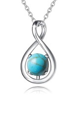 nice silver infinity pendant blue turquoise birthstone baby necklace